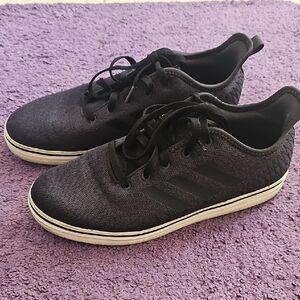 adidas Black Low-Top Knit Sneakers with White Sole